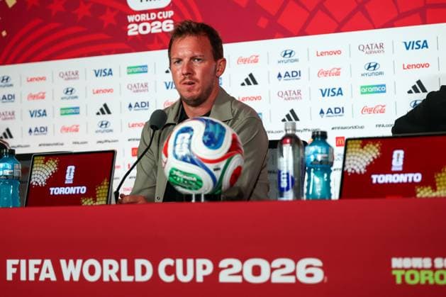 Bundestrainer Julian Nagelsmann (Deutschland) bei der Pressekonferenz, Pressekonforenz, Deutschland vs. Elfenbeinkueste, Fussball, FIFA, Weltmeisterschaft 2026, Gruppenphase, 19.06.2026 Toronto Ontario Kanada *** German National Team Coach Julian Nagelsmann at the press conference, press conference, Germany vs. Ivory Coast, soccer, FIFA, 2026 World Cup, group stage, June 19, 2026, Toronto, Ontario, Canada,detected_source_language Copyright: xkolbert-press ChristianxKolbertx