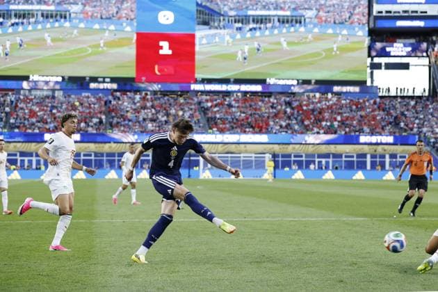 FOXBOROUGH - (LR) Neil el Aynaoui of Morocco, McTominay Scott of Scotland during the 2026 FIFA World Cup, WM, Weltmeisterschaft, Fussball Group C match between Scotland and Morocco at Boston Stadium on June 20, 2026 in Foxborough, United States. MAURICE VAN STEEN ANP FIFA World Cup 2026 2026 xVIxANPxSportx xMauricexvanxSteenxIVx 561468470 originalFilename: 561468470.jpg