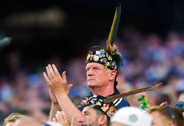 Dejected Scotland fan at full time Scotland v Morocco, 2026 FIFA World Cup, WM, Weltmeisterschaft, Fussball Group C, Football, Boston Stadium, Foxborough, Massachusetts, USA - 19 Jun 2026Foxborough Boston Stadium Massachusetts (MA) United States of America EDITORIAL USE ONLY No use with unauthorised audio, video, data, fixture lists, club league logos or live services. Online in-match use limited to 120 images, no video emulation. No use in betting, games or single club league player publications.  Copyright: xJavierxGarcia Shutterstockx 16928932ec