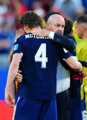 Scott McTominay and Steve Clarke, coach of Scotland, at full time Scotland v Morocco, 2026 FIFA World Cup, WM, Weltmeisterschaft, Fussball Group C, Football, Boston Stadium, Foxborough, Massachusetts, USA - 19 Jun 2026Foxborough Boston Stadium Massachusetts (MA) United States of America EDITORIAL USE ONLY No use with unauthorised audio, video, data, fixture lists, club league logos or live services. Online in-match use limited to 120 images, no video emulation. No use in betting, games or single club league player publications.  Copyright: xJavierxGarcia Shutterstockx 16928932ed