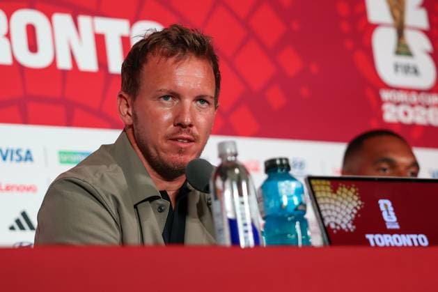 Bundestrainer Julian Nagelsmann (Deutschland) bei der Pressekonferenz, Pressekonforenz, Deutschland vs. Elfenbeinkueste, Fussball, FIFA, Weltmeisterschaft 2026, Gruppenphase, 19.06.2026 Toronto Ontario Kanada *** German National Team Coach Julian Nagelsmann at the press conference, press conference, Germany vs. Ivory Coast, soccer, FIFA, 2026 World Cup, group stage, June 19, 2026, Toronto, Ontario, Canada,detected_source_language Copyright: xkolbert-press ChristianxKolbertx