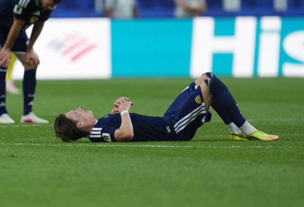 Scott McTominay (Scotland) with post game despair during Scotland and Morocco, Group C FIFA World Cup, WM, Weltmeisterschaft, Fussball 2026, Boston Stadium, Boston, USA on June 19, 2026. Thor Wegner DeFodi Images. (Photo by DeFodi Images) -