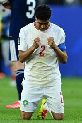 Scotland v Morocco - FIFA World Cup, WM, Weltmeisterschaft, Fussball 2026 - Group C FOXBOROUGH, USA - JUNE 19: Moroccan player Achraf Hakimi celebrates after the 2026 FIFA World Cup First Stage Group C match between Scotland and Morocco at Gillette Stadium (Boston Stadium) in Foxborough, Massachusetts, United States on June 19, 2026. Abdulhamid Hosbas Anadolu Massachusetts United States. Editorial use only. Please get in touch for any other usage.  Copyright: x2026xAnadoluxAbdulhamidxHosbasx