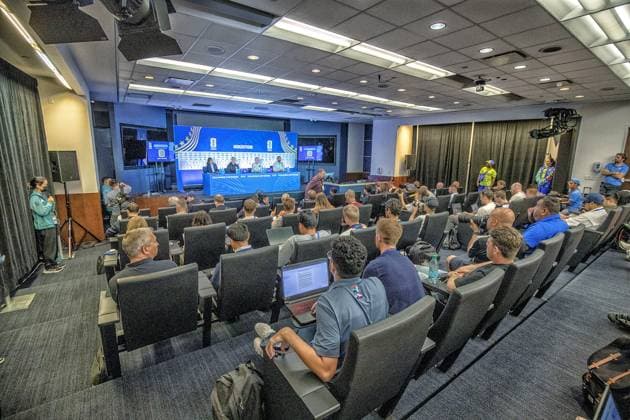HOUSTON, 19-06-2026, Houston Stadium, press conference, PK, Pressekonferenz of the Netherlands on MD-1 before the match against Sweden World Cup 2026 . Picture shows media attendance Netherlands in Houston (World Cup 2026)  x204482906x Copyright: