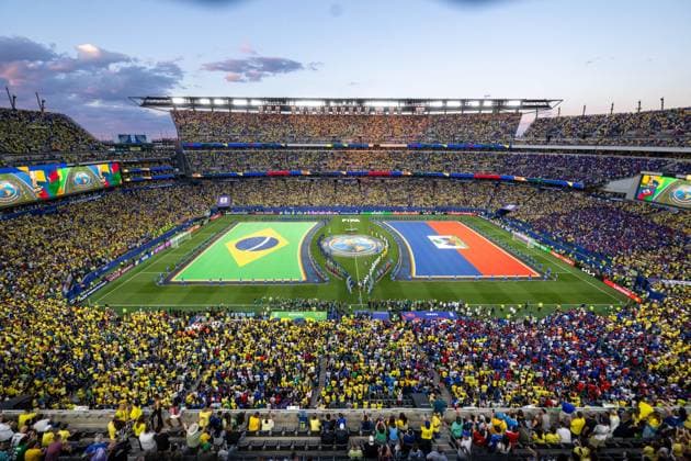 Fußball, Herren, FIFA World Cup, WM, Weltmeisterschaft, Fussball 2026 in Mexiko, Kanada und USA, Spiel in Philadelphia (Gruppe C, 2. Spieltag), Brasilien - Haiti, feierliche Aufstellung beider Teams vor dem Spiel, 19.06. 2026, *** Soccer, Mens, 2026 FIFA World Cup in Mexico, Canada, and the U.S., Group C match in Philadelphia, Matchday 2, Brazil vs. Haiti, pre-game lineup for both teams, June 19, 2026,,detected_source_language Copyright: xMatthiasxKochx