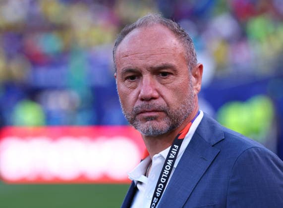 Philadelphia, USA, 19th June 2026. Sebastien Migne, head coach of Haiti, during the Brazil vs Haiti FIFA World Cup, WM, Weltmeisterschaft, Fussball match at Lincoln Financial Field, Philadelphia. Picture credit should read: Paul Terry Sportimage EDITORIAL USE ONLY. No use with unauthorised audio, video, data, fixture lists, club league logos or live services. Online in-match use limited to 120 images, no video emulation. No use in betting, games or single club league player publications. SPI_047_PT_Brazil_Haiti SPI-4846-0047