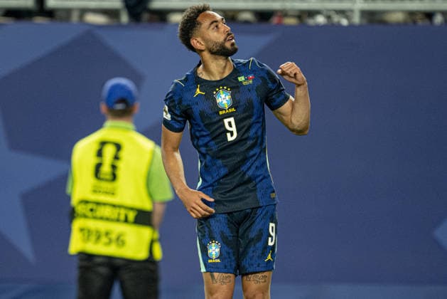Matheus Cunha of Brazil celebrates after scoring the team s first goal during the FIFA World Cup, WM, Weltmeisterschaft, Fussball 2026 Group C match between Brazil and Haiti at Philadelphia Stadium in Philadelphia, Pennsylvania, United States, on June 19th, 2026. (Photo by Riquelve Nata Sports Press Photo)  Copyright: xRiquelvexNata SportsxPressxPhotox Sportspressphoto_SPR171099