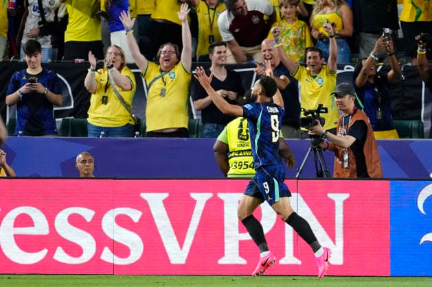 June 19, 2026, Philadelphia, Pennsylvania, United States: Matheus Cunha of Brazil celebrates a goal during the FIFA World Cup, WM, Weltmeisterschaft, Fussball 2026 Group C match between Brazil and Haiti at Philadelphia Stadium on June 19, 2026 in Philadelphia, Pennsylvania. Brazil V Haiti: Group C - FIFA World Cup 2026  - ZUMAa181 20260619_zaa_a181_010 Copyright: xJosexBretonx