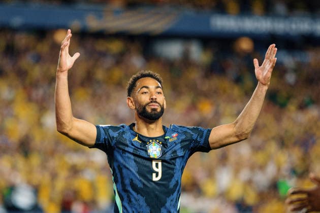 Brazil vs. Haiti FILADÃ LFIA, PN - 19.06.2026: BRAZIL VS. HAITI - Matheus Cunha of Brazil celebrates after scoring a goal during the match between Brazil and Haiti in the second round of the group stage of the 2026 World Cup, held at Lincoln Financial Field in Philadelphia, United States. (Photo: Marcelo Machado de Melo Fotoarena) x2965259x  MarceloxMachadoxdexMelo