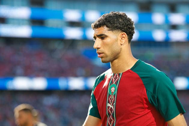 June 19, 2026; Foxborough, Massachusetts, USA; Morocco defender Achraf Hakimi (2) ahead of a FIFA World Cup, WM, Weltmeisterschaft, Fussball 2026 Group C match between Scotland and Morocco at Boston Stadium. (c) CSM FIFA World Cup 2026: Scotland Vs Morocco JUN 19  - ZUMAc04_ 20260619_zma_c04_041 Copyright: xBurtxGranofskyx