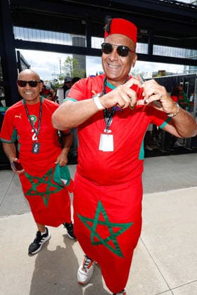 June 19, 2026; Foxborough, Massachusetts, USA; A Morocco supporter enters the stadium ahead of a FIFA World Cup, WM, Weltmeisterschaft, Fussball 2026 Group C match between Scotland and Morocco at Boston Stadium. (c) CSM FIFA World Cup 2026: Scotland Vs Morocco JUN 19  - ZUMAc04_ 20260619_zma_c04_042 Copyright: xBurtxGranofskyx
