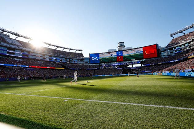 June 19, 2026; Foxborough, Massachusetts, USA; Morocco defender Issa Diop (14) moves the ball during a FIFA World Cup, WM, Weltmeisterschaft, Fussball 2026 Group C match between Scotland and Morocco at Boston Stadium. (c) CSM FIFA World Cup 2026: Scotland Vs Morocco JUN 19  - ZUMAc04_ 20260619_zma_c04_046 Copyright: xBurtxGranofskyx