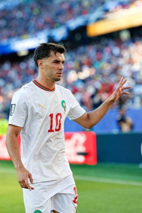 June 19, 2026; Foxborough, Massachusetts, USA; Morocco forward Brahim Diaz (10) walks off at halftime during a FIFA World Cup, WM, Weltmeisterschaft, Fussball 2026 Group C match between Scotland and Morocco at Boston Stadium. (c) CSM - ZUMAc04_ 20260619_zma_c04_050 Copyright: xBurtxGranofskyx