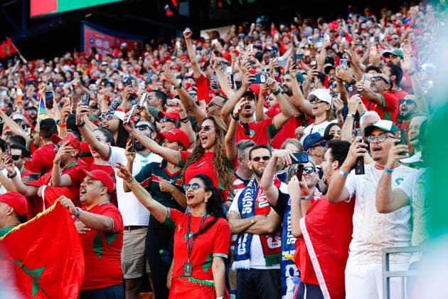June 19, 2026; Foxborough, Massachusetts, USA; Morocco supporters cheer after their national anthem ahead of a FIFA World Cup, WM, Weltmeisterschaft, Fussball 2026 Group C match between Scotland and Morocco at Boston Stadium. (c) CSM - ZUMAc04_ 20260619_zma_c04_053 Copyright: xBurtxGranofskyx