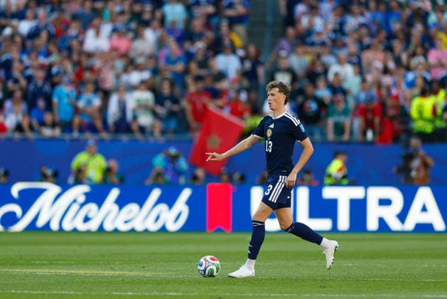 June 19, 2026; Foxborough, Massachusetts, USA; Scotland defender Jack Hendry (13) during a FIFA World Cup, WM, Weltmeisterschaft, Fussball 2026 Group C match between Scotland and Morocco at Boston Stadium. (c) CSM FIFA World Cup 2026: Scotland Vs Morocco JUN 19  - ZUMAc04_ 20260619_zma_c04_064 Copyright: xBurtxGranofskyx