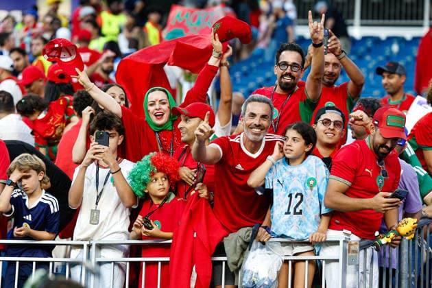 June 19, 2026; Foxborough, Massachusetts, USA; Moroccos supporters cheer their team after a FIFA World Cup, WM, Weltmeisterschaft, Fussball 2026 Group C match between Scotland and Morocco at Boston Stadium. (c) CSM - ZUMAc04_ 20260619_zma_c04_057 Copyright: xBurtxGranofskyx