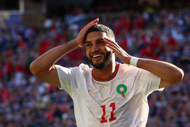 FIFA World Cup, WM, Weltmeisterschaft, Fussball 2026: Scotland v Morocco BOSTON, USA - 19th June 2026: Ismael Saibari of Morocco celebrates scoring his side s first goal during the FIFA World Cup 2026 Group C match between Scotland and Morocco at Boston Stadium Boston Boston Stadium United States of America Copyright: xCraigxMercerx xPeakxActionxPhotosx