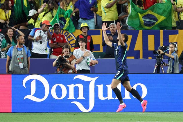 Matheus Cunha of Brazil celebrates a goal during the FIFA World Cup, WM, Weltmeisterschaft, Fussball 2026 group stage C soccer match between Brazil and Haiti at Lincoln Financial Field stadium in Philadelphia, USA, 19 June 2026. FIFA World Cup 2026 - Group C - Brazil vs Haiti !ACHTUNG: NUR REDAKTIONELLE NUTZUNG!  Copyright: xSebastiaoxMoreirax GR6086 20260620-55020652445_1