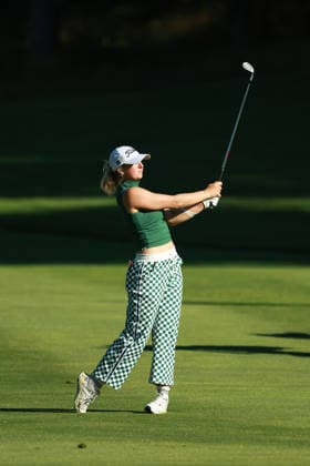 Meijer LPGA, Golf Damen Classic BELMONT, MICHIGAN - JUNE 19: Emily Kristine Pedersen of Denmark plays her fairway shot on the 16th hole during the second round of the Meijer LPGA Classic for Simply Give golf tournament at Blythefield Country Club in Belmont, MI, USA Friday, June 19, 2026. Belmont Michigan United States  Copyright: xJorgexLemusx originalFilename:lemus-meijerlp260619_npwHk.jpg