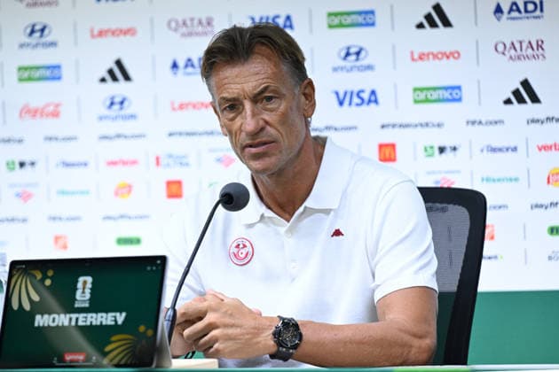 (260620) -- MONTERREY, June 20, 2026 -- Tunisia s head coach Herve Renard speaks during a press conference, PK, Pressekonferenz at the 2026 FIFA World Cup, WM, Weltmeisterschaft, Fussball in Monterrey, Mexico, on June 19, 2026. (Photo by Xinhua) (SP)MEXICO-MONTERREY-FOOTBALL-FIFA WORLD CUP-PRESS CONFERENCE-TUN LucioxTavora 
