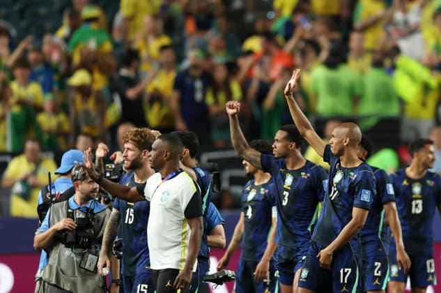 (260620) -- PHILADELPHIA, June 20, 2026 -- Players of Brazil celebrate after the group C match between Brazil and Haiti at the 2026 FIFA World Cup, WM, Weltmeisterschaft, Fussball at Philadelphia Stadium in Philadelphia, the United States, June 19, 2026. ) (SP)U.S.-PHILADELPHIA-FOOTBALL-FIFA WORLD CUP-GROUP C-BRA VS HTI HuxXingyu 