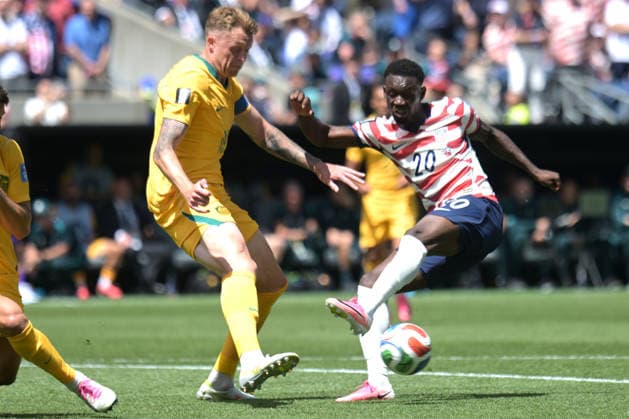 June 19, 2026, Seattle, Washington, United States: Harry Souttar (L) of Australia men football team and Folarin Balogun (R) of United States men football team seen in action during the FIFA World Cup, WM, Weltmeisterschaft, Fussball 2026 first stage Group D match between USA and Australia held at the Seattle Stadium. Final score; USA 2:0 Australia. FIFA World Cup 2026 United States Vs Australia Held At The Seattle Stadium In Seattle, USA -19 Jun 2026  - ZUMAs197 20260619_aaa_s197_235 Copyright: xLuisxVeniegrax