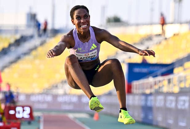 Doha Diamond League 2026 Thea LaFond of Dominica competes in the women s triple jump final at the Diamond League Doha Meeting 2026 competition at Suheim Bin Hamad Stadium in Doha, Qatar, on May 19, 2026. DOHA Qatar Copyright: xNOUSHADx