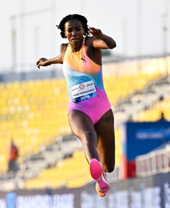 Doha Diamond League 2026 Leyanis Perez Hernandez of Cuba competes in the women s triple jump final at the Diamond League Doha Meeting 2026 competition at Suheim Bin Hamad Stadium in Doha, Qatar, on May 19, 2026. DOHA Qatar Copyright: xNOUSHADx