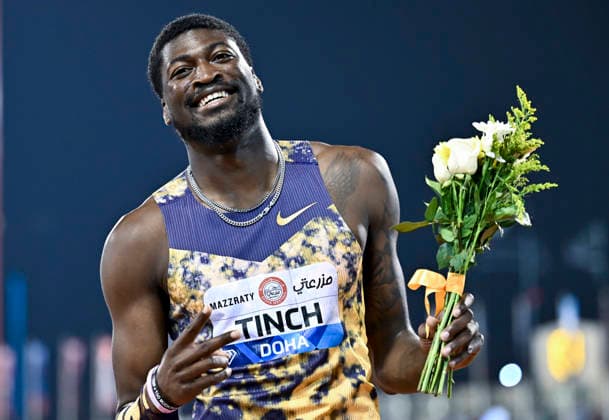 Doha Diamond League 2026 Cordell Tinch of the United States celebrates after winning the men s 110m Hurdles final at the Diamond League Doha Meeting 2026 competition at Suheim Bin Hamad Stadium in Doha, Qatar, on May 19, 2026. DOHA Qatar Copyright: xNOUSHADx