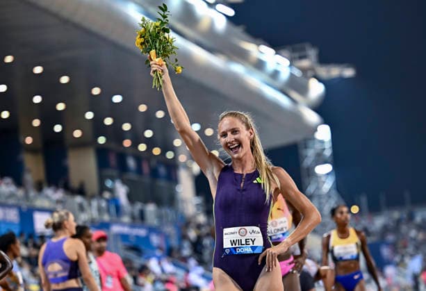 Doha Diamond League 2026 Addison Wiley of the United States celebrates after winning the women s 800m final at the Diamond League Doha Meeting 2026 competition at Suheim Bin Hamad Stadium in Doha, Qatar, on May 19, 2026. DOHA Qatar Copyright: xNOUSHADx