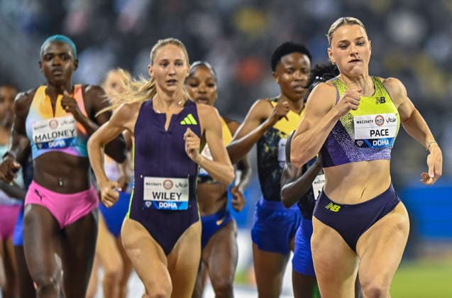 Doha Diamond League 2026 Addison Wiley (L) of the United States competes in the women s 800m final at the Diamond League Doha Meeting 2026 competition at Suheim Bin Hamad Stadium in Doha, Qatar, on May 19, 2026. DOHA Qatar Copyright: xNOUSHADx
