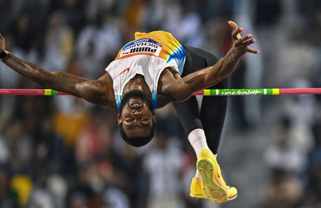 Doha Diamond League 2026 Raymond Richards of Jamaica competes in the men s High Jump final at the Diamond League Doha Meeting 2026 competition at Suheim Bin Hamad Stadium in Doha, Qatar, on May 19, 2026. DOHA Qatar Copyright: xNOUSHADx