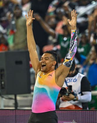 Doha Diamond League 2026 Sondre Guttormsen of Norway celebrates after winning the men s pole vault final at the Diamond League Doha Meeting 2026 competition at Suheim Bin Hamad Stadium in Doha, Qatar, on May 19, 2026. DOHA Qatar Copyright: xNOUSHADx