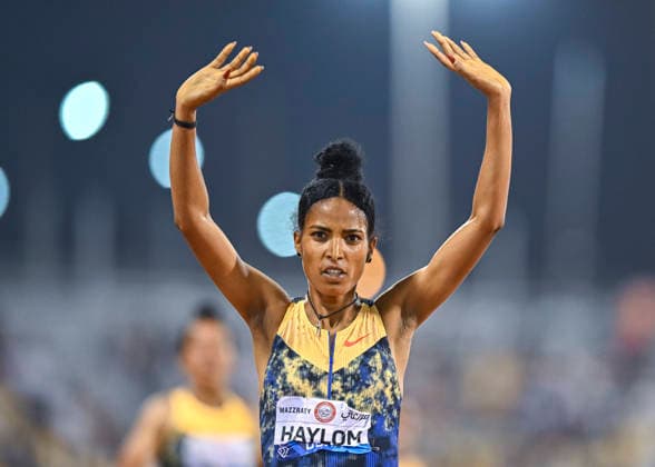 Doha Diamond League 2026 Birke Haylom of Ethiopia celebrate after winning the women s 1500m final at the Diamond League Doha Meeting 2026 competition at Suheim Bin Hamad Stadium in Doha, Qatar, on May 19, 2026. DOHA Qatar Copyright: xNOUSHADx