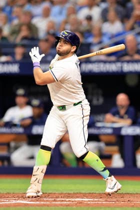 June 19, 2026, St. Petersburg, Florida, USA: Tampa Bay Rays first baseman Jonathan Aranda (8) homers to left field and scores catcher Hunter Feduccia (9) and designated hitter Yandy DoÂ­az (2) during an MLB, Baseball Herren, USA game against the Washington Nationals on June 19, 2026 at Tropicana Field. The Rays beat the Nationals 5-2. MLB 2026: Washington Nationals 2 : 5 Tampa Bay Rays  - ZUMAh180 20260619_zsp_h180_028 Copyright: xKimxHukarix