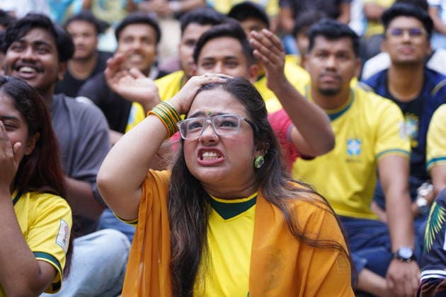 June 20, 2026, Dhaka, Dhaka, Bangladesh: Dhaka, Bangladesh, June 20, 2026: Football fans gather at the Teacher-Student Centre (TSC) of the University of Dhaka to watch the FIFA World Cup, WM, Weltmeisterschaft, Fussball match between Brazil and Haiti on a giant screen in Dhaka, Bangladesh. Thousands of supporters wearing Brazil s yellow and green colors cheered, waved flags, and celebrated throughout the match, creating a festive atmosphere at the venue. Following the game, jubilant fans took part in celebrations and victory processions, reflecting the enduring passion for football among Bangladeshi supporters. Dhaka Bangladesh - ZUMAk185 0859594150st Copyright: xRubelxKarmakerx