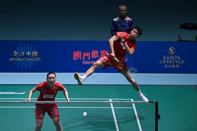 MACAO, CHINA - JUNE 19: Jiang Zhenbang and Wei Yaxin of China compete in the Mixed Doubles Quarterfinal match against Li Hongyi and Huang Kexin of China on day 4 of Macao Open Badminton 2026 at Macao East Asian Games Dome on June 19, 2026 in Macau, China.  Copyright: xVCGx 111649290083