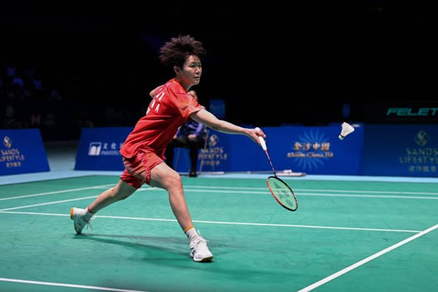 MACAO, CHINA - JUNE 19: Han Qianxi of China competes in the Women s Singles Quarterfinal match against Anmol Kharb of India on day 4 of Macao Open Badminton 2026 at Macao East Asian Games Dome on June 19, 2026 in Macao, China.  Copyright: xVCGx 111649287252