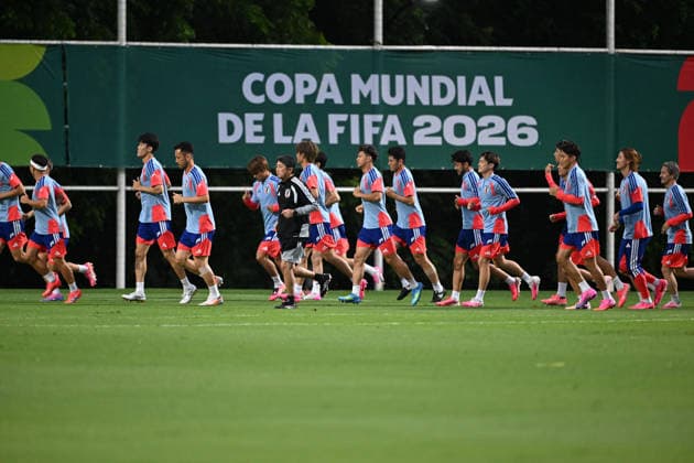 (260620) -- MONTERREY, June 20, 2026 -- Players of Japan attend a training session at the 2026 FIFA World Cup, WM, Weltmeisterschaft, Fussball in Monterrey, Mexico, on June 19, 2026. ) (SP)MEXICO-MONTERREY-FOOTBALL-FIFA WORLD CUP-TRAINING-JPN WuxWei 