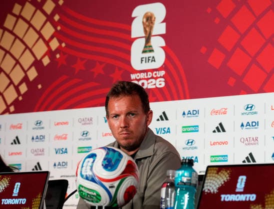 Julian Nagelsmann (Deutschland, Cheftrainer) nimmt an der Abschlusspressekonferenz vor dem Gruppenspiel zwischen Deutschland und Elfenbeinkueste teil. USA, Deutsche Fussballnationalmannschaft, Pressekonferenz, Toronto, 19.06.2026 USA, Deutsche Fussballnationalmannschaft, Pressekonferenz, Toronto, 19.06.2026 Toronto *** Julian Nagelsmann, head coach of Germany, attends the final press conference ahead of the group stage match between Germany and Ivory Coast, USA; German National Soccer Team, press conference, Toronto, June 19, 2026, USA; German national soccer team, press conference, Toronto, June 19, 2026, Toronto,detected_source_language Copyright: xEibner-Pressefoto ScottxColemanx EP_SCN