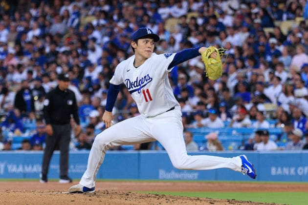 June 19, 2026, Los Angeles, California, USA: Roki Sasaki 11 of the Los Angeles Dodgers during a regular season MLB, Baseball Herren, USA game against the Baltimore Orioles on Friday June 19, 2026 at Dodger Stadium in Los Angeles, California. Dodgers defeat Orioles, 6-5. JAVIER ROJAS PI Los Angeles USA - ZUMAp124 20260619_zaa_p124_020 Copyright: xJavierxRojasx