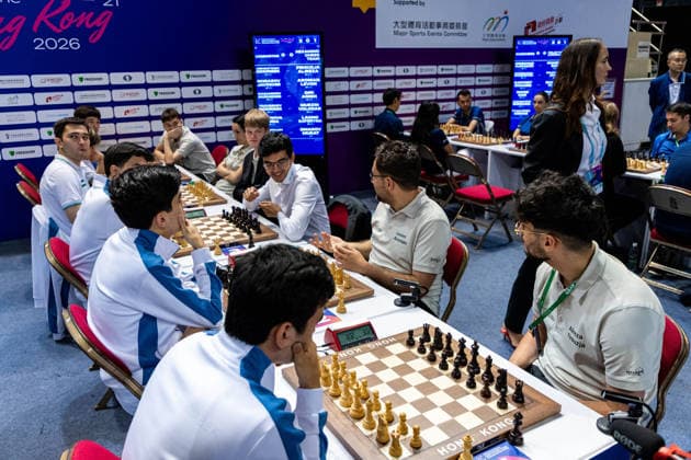 June 20, 2026, Hong Kong, Hong Kong, China: Team Uzbekistan and Hexamind Chess Team crack jokes before a Rapid round at the 2026 FIDE World Team Rapid and Blitz Chess Championship in Hong Kong. Hong Kong China - ZUMAm298 0859595603st Copyright: xJamesxModestox