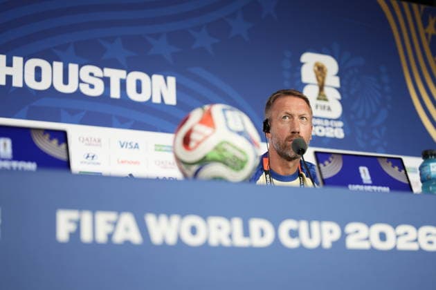 HOUSTON, USA 20260619 national team, Nationalteam captain Graham Potter and team captain Victor Nilsson Lindelöf during a press conference, PK, Pressekonferenz after the men s national team s training session on Friday at Houston Stadium, ahead of the group stage match against the Netherlands in the World Cup. ***The image is included in the SPORTS PACKAGE. For others PAYMENT IMAGE*** HOUSTON USA x9200x *** HOUSTON, USA 20260619 National team captain Graham Potter and team captain Victor Nilsson Lindelöf during a press conference following the men’s national team’s training session on Friday at Houston Stadium, ahead of the group stage match against the Netherlands in the World Cup The image is included in the SPORTS PACKAGE. For others, PAYMENT IMAGE HOUSTON, USA x9200x,detected_source_language  Copyright: xBjörnxLarssonxRosvall TTx WORLD CUP 2026 PRESS CONFERENCE