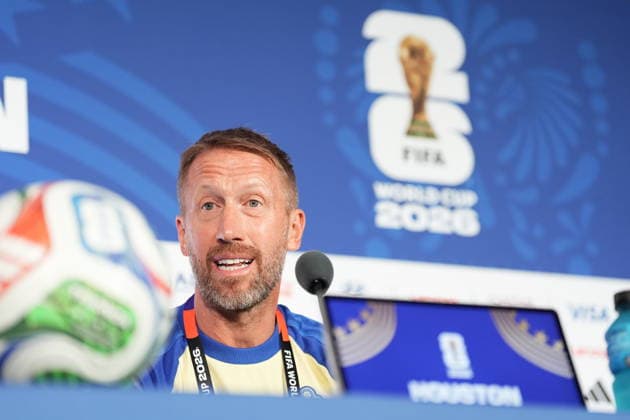 HOUSTON, USA 20260619 national team, Nationalteam captain Graham Potter and team captain Victor Nilsson Lindelöf during a press conference, PK, Pressekonferenz after the men s national team s training session on Friday at Houston Stadium, ahead of the group stage match against the Netherlands in the World Cup. ***The image is included in the SPORTS PACKAGE. For others PAYMENT IMAGE*** HOUSTON USA x9200x *** HOUSTON, USA 20260619 National team captain Graham Potter and team captain Victor Nilsson Lindelöf during a press conference following the men’s national team’s training session on Friday at Houston Stadium, ahead of the group stage match against the Netherlands in the World Cup The image is included in the SPORTS PACKAGE. For others, PAYMENT IMAGE HOUSTON, USA x9200x,detected_source_language  Copyright: xBjörnxLarssonxRosvall TTx WORLD CUP 2026 PRESS CONFERENCE