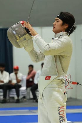 June 19, 2026, New Delhi, Delhi, India: Oh Sanguk of South Korea during Oh Sanguk of South Korea vs. Mao Kokubo of Japan, Asian Senior Fencing Championships 2026 (Men s Sabre) at Bharat Mandapam Convention Centre, New Delhi, India on 19th June 2026. New Delhi India - ZUMAd207 20260619_zsp_d207_320 Copyright: xAvijitxDasx