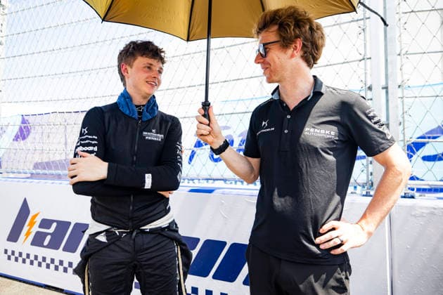 2026 FORMULA E SANYA ePRIX BARNARD Taylor (gbr), DS Penske, DS E-Tense FE25, TURVEY Oliver (gbr), DS Penske reserve driver, DS E-Tense FE25, portrait, portrait during the 2026 Sanya ePrix, 11th round of the 2025-26 ABB FIA Formula E World Championship, WM, Weltmeisterschaft on the Sanya Street Circuit from June 18 to 20, 2026 in Sanya, China - SanyaChina  Copyright: xJULIENxDELFOSSEx