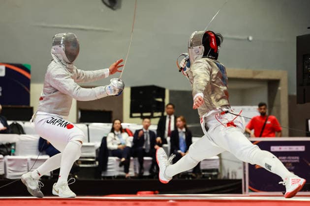June 19, 2026, New Delhi, Delhi, India: Tsumori Shido (Japan) vs. Chan Lok Hei Royce (Hong Kong) during Asian Senior Fencing Championships 2026 (Men s Sabre) at Bharat Mandapam Convention Centre, New Delhi, India on 19th June 2026. Fencing 2026: Asian Senior Fencing Championships 2026  - ZUMAd207 20260619_zsp_d207_339 Copyright: xAvijitxDasx