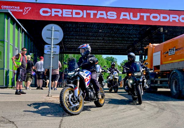 Czech Republic motorcycle Grand Prix, MotoGP World Championship, WM, Weltmeisterschaft qualification MotoGP, in Brno, Czech Republic, on June 20, 2026. Czech President Petr Pavel, left, arrives at the racetrack on a motorcycle. (CTKxPhoto VaclavxSalek) CTKPhotoP2026062002640  CTKPhotoP2026062002640