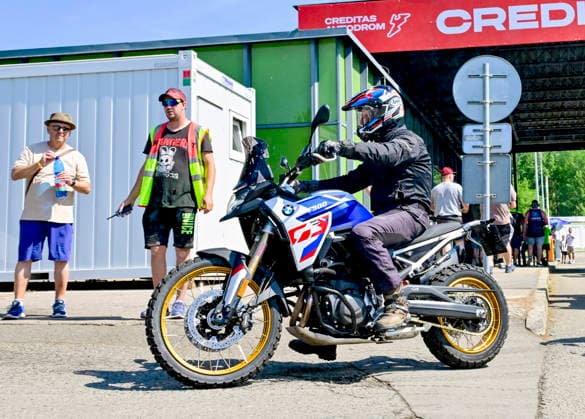Czech Republic motorcycle Grand Prix, MotoGP World Championship, WM, Weltmeisterschaft qualification MotoGP, in Brno, Czech Republic, on June 20, 2026. Czech President Petr Pavel arrives at the racetrack on a motorcycle. (CTKxPhoto VaclavxSalek) CTKPhotoP2026062002641  CTKPhotoP2026062002641