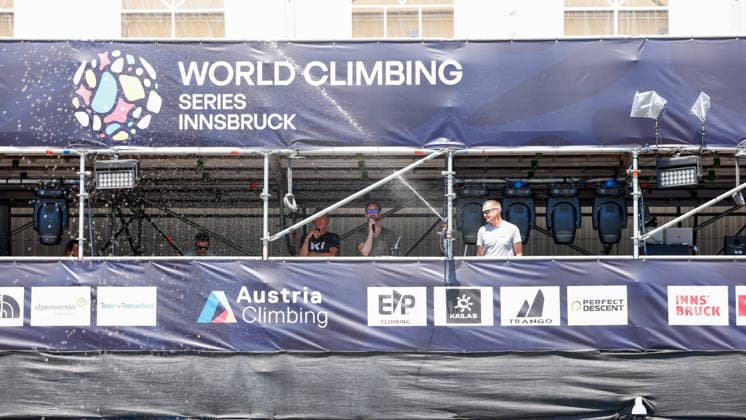 CLIMBING - World Climbing Series INNSBRUCK,AUSTRIA,20.JUN.26 - CLIMBING - World Climbing Series, lead. Image shows a feature with water.  GEPAxpictures xMarkoxVulic